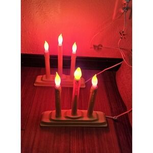 Vintage Noma Christmas Window Candles 3 Light Candelabra Set of 2 with Bulbs